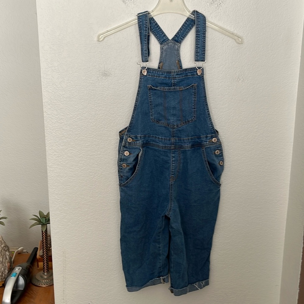 KNEE LENGTH JEANS OVERALLS 32Wx22L SZ S GREAT COND CAN ROLL FOR SHORTER LENGTH